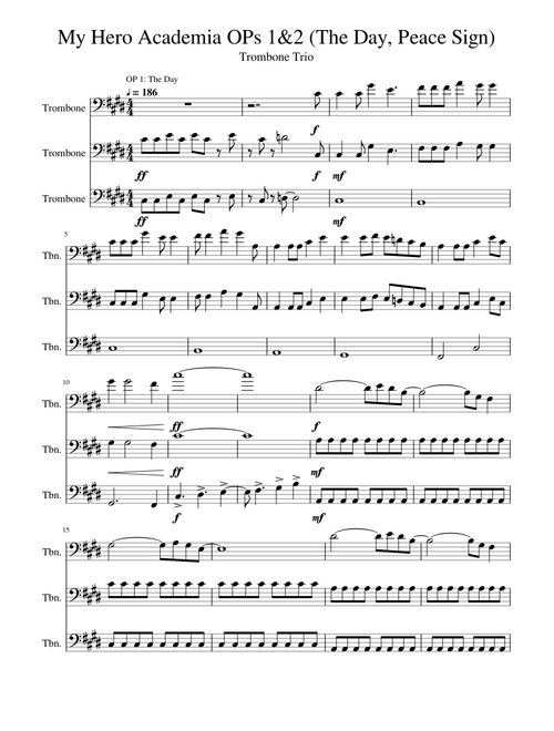 My Hero Academia OPs 1&2 - The Day, Peace Sign - Trombone Trio