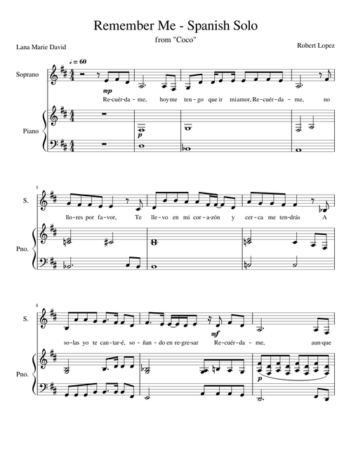 Remember Me - Spanish Solo
