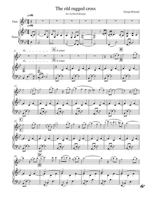 The old rugged cross (piano & flute) (Arr. David Kocijan) - George Bennard (Flute and Piano)