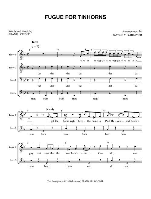 Fugue For Tinhorns (Arr. Wayne M. Grimmer) - Frank Sinatra (Choral, TTBB)