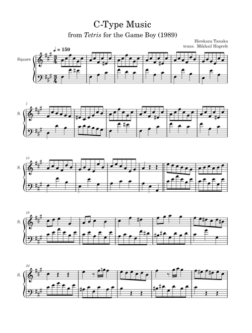 C-Type Music from Tetris for the Game Boy (1989)