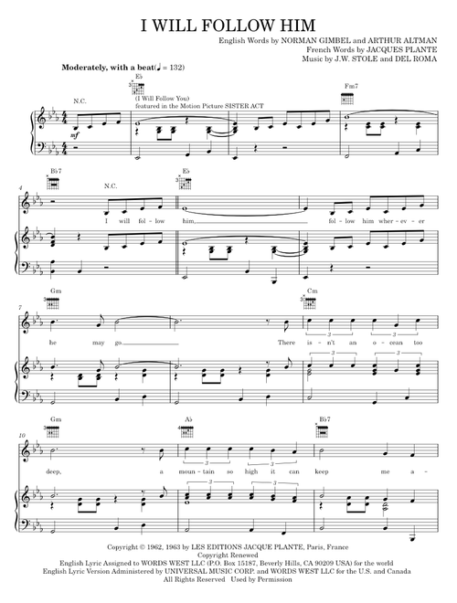 I will follow him - Little Peggy March (Piano-Vocal-Guitar)