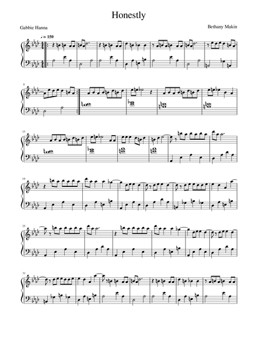 Honestly - Gabbie Hanna, Bethany Makin (Piano Vocal)