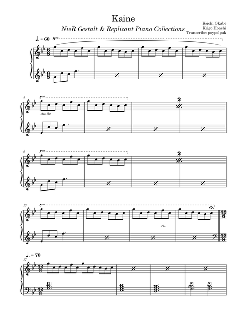 Kaine - NieR Gestalt & Replicant Piano Collection