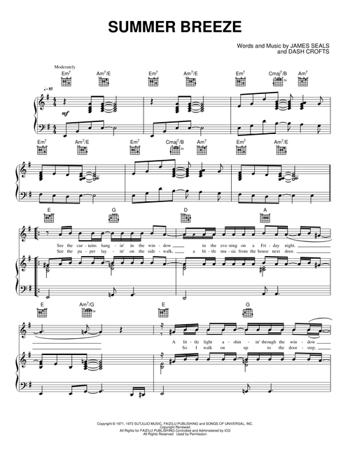 Summer Breeze - Seals & Crofts (Piano-Vocal-Guitar)