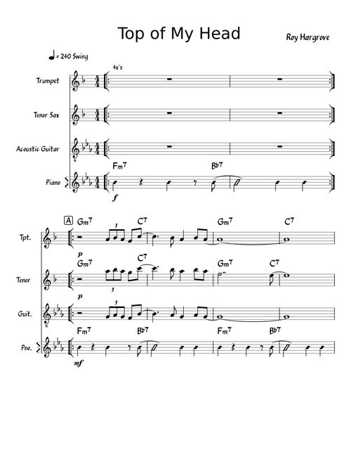 Top of My Head (Lead Sheet)
