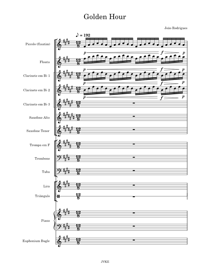 Golden hour JVKE Sheet music for Piano, Trombone, Tuba, Flute piccolo