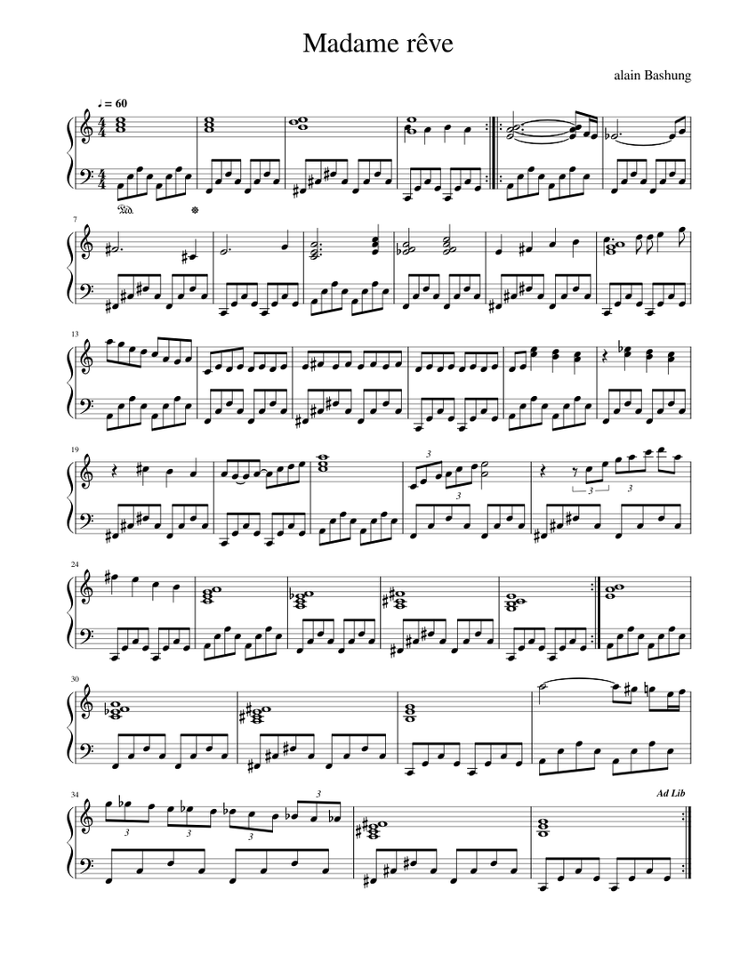 Madame rêve (piano) Sheet music for Piano (Solo) | Musescore.com