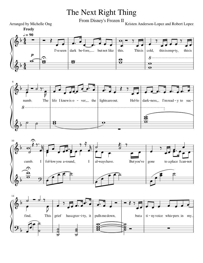 The Next Right Thing Piano Arrangement Sheet music for Piano Solo Musescore