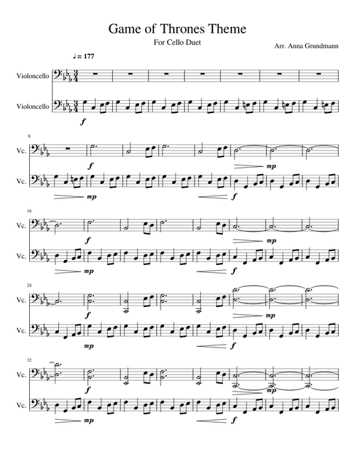 Game of Thrones- Cello Duet