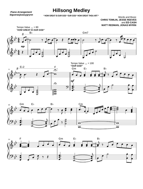 Hillsong Medley for Piano Solo