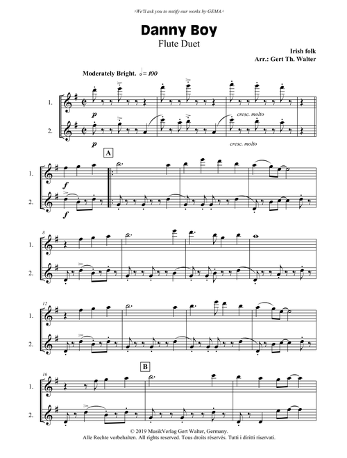 Danny Boy (Arr. Gert Th. Walter) - Traditional (Flute Duet)