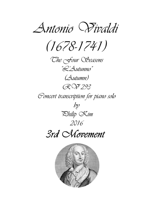 'Autumn' (3rd movement) from The Four Seasons by Vivaldi for Piano Solo (Arr. Philip Kim) - Antonio Vivaldi (Piano Solo)