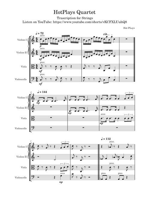 Voice Quartet (Trascription for Strings) - HotPlays 핫플레이스