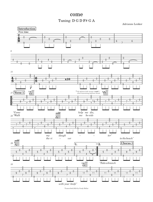 Adrianne Lenker - come (TAB)