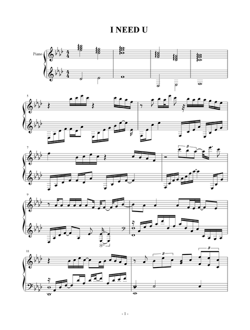 I Need U (Arr. BTS) (Piano Solo)