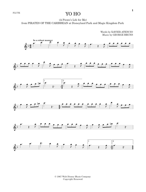 Yo Ho (A Pirate's Life For Me) - Xavier Atencio (Flute Solo)