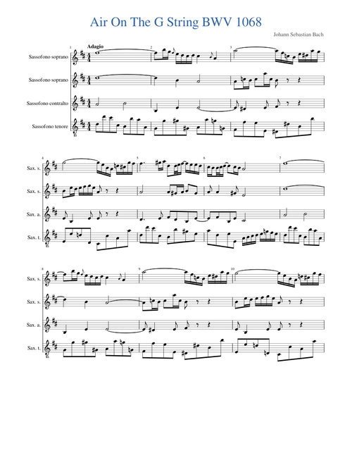 Bach Air On The G String for sax