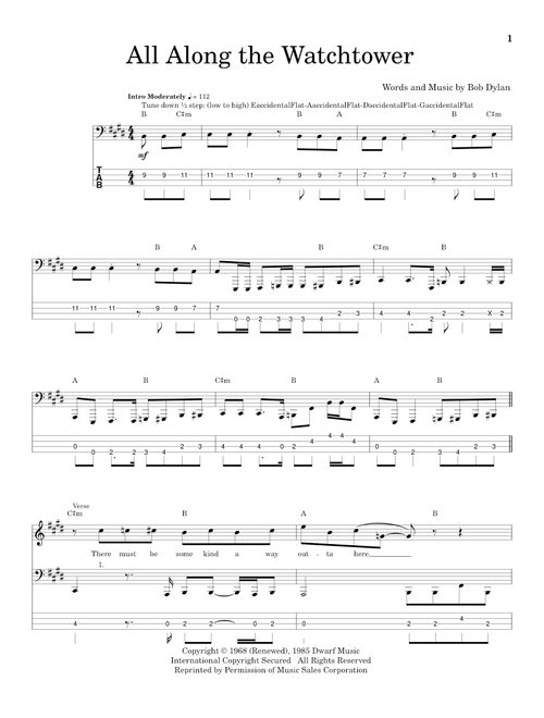 All Along The Watchtower - Bob Dylan, The Jimi Hendrix Experience (School of Rock - Bass Guitar)