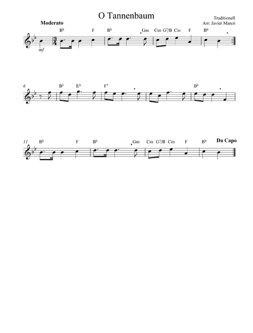 Christmas Carols for Alto Recorder: O Tannenbaum (Arr. Javier Marcó) - Traditional (Recorder Solo)