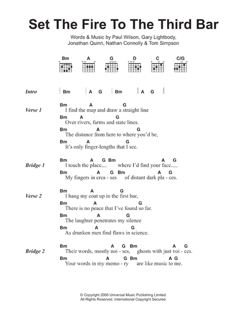 Set The Fire To The Third Bar - Snow Patrol (Guitar Chords-Lyrics)