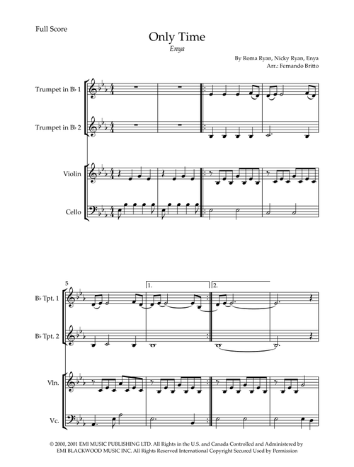 Only Time (Arr. Fernando Britto) - Enya (Small Ensemble)