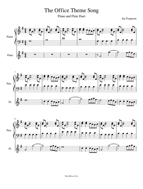 The Office Theme Song (Piano and Flute)