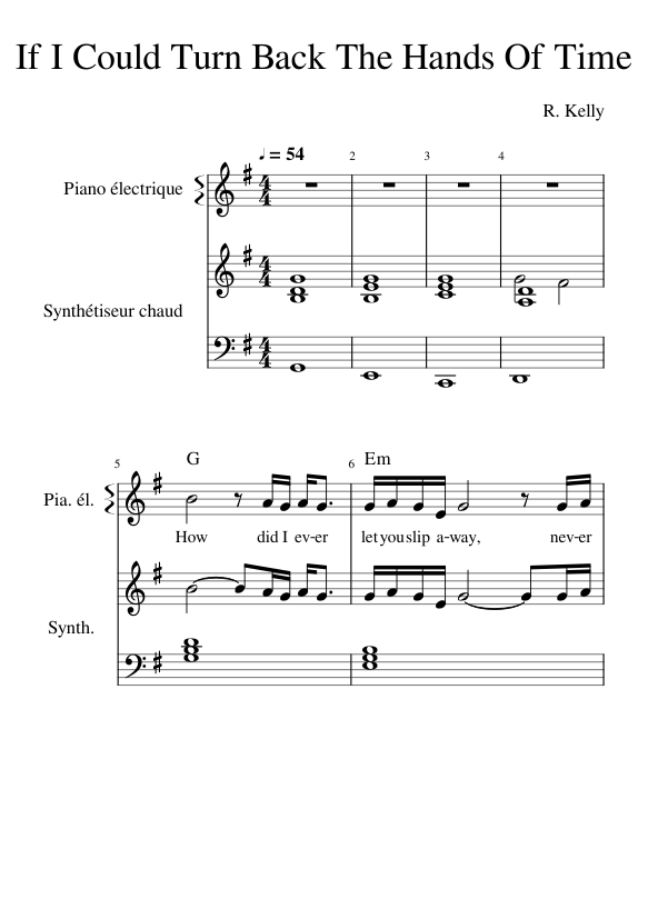 R-Kelly - If I Could Turn Back The Hands Of Time Sheet Music with
