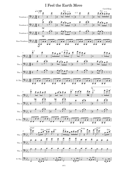 I feel the earth move – trombone quartet