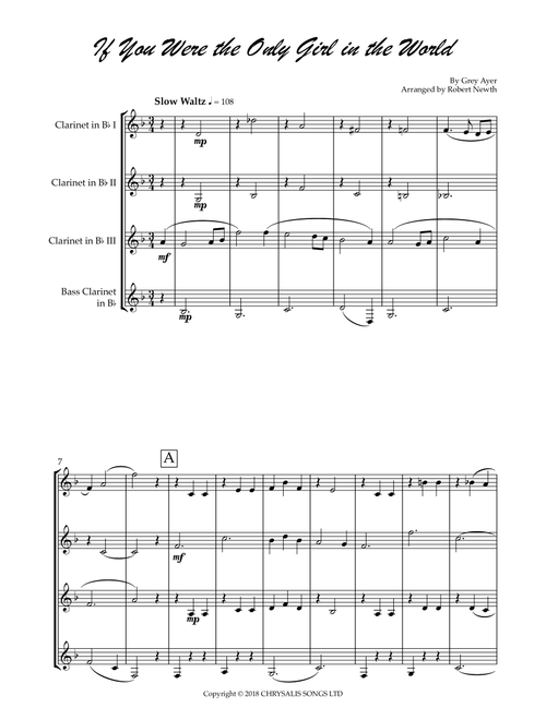 If You Were The Only Girl In The World (Arr. Robert Newth) - Grey Ayer, Nat D Ayer (Woodwind Ensemble)