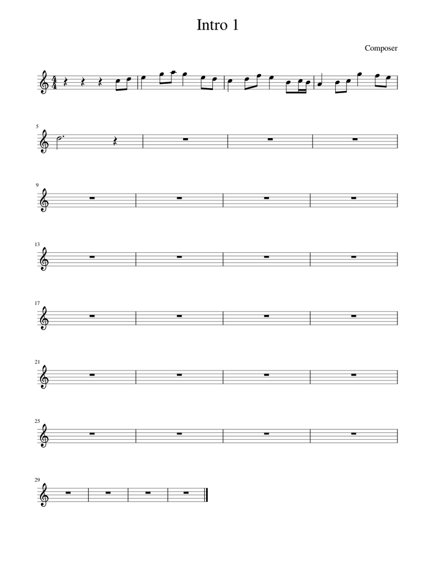 Part One Intro Song Intro Song 1 Sheet music for Piano (Solo) | Musescore.com