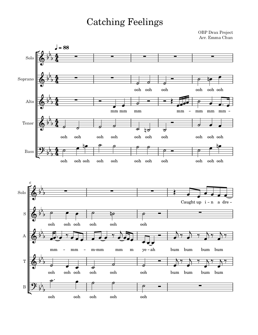 Catching Feelings Drax Project (for A Capella) Sheet music for