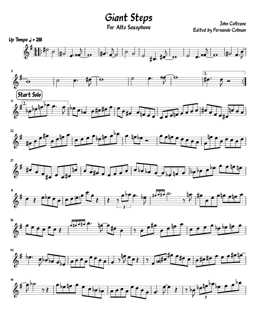Giant Steps Alto Sax Sheet music for Saxophone alto (Solo)