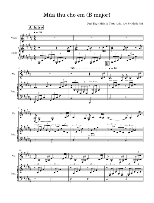 Mùa thu cho em (B major) – Ngô Thụy Miên
