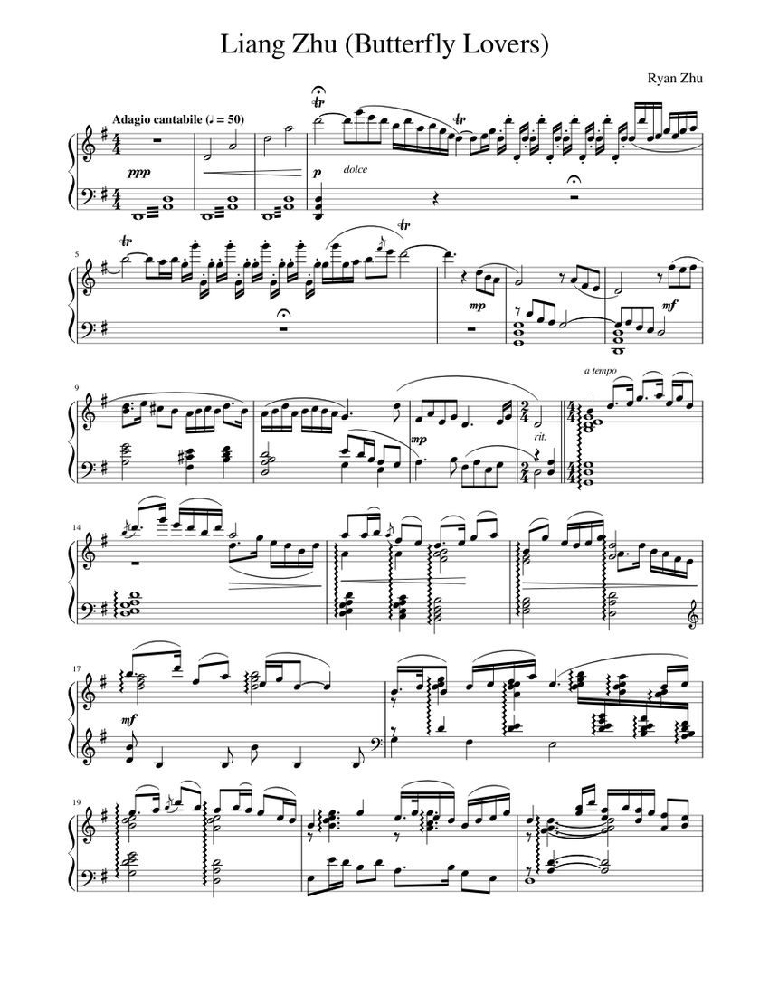 Liang Zhu (Butterfly Lovers) Sheet music for Piano (Solo)