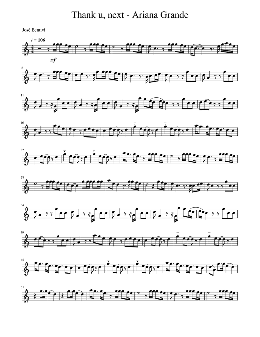 Thank u next Ariana Grande Sheet music for Flute Solo Musescore