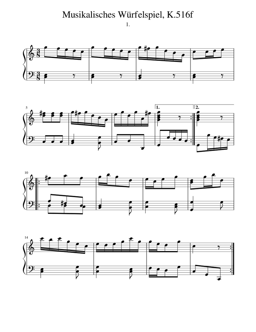 Wolfgang Amadeus Mozart - Musikalisches Würfelspiel, K.516f 1