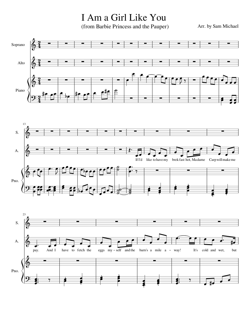 I Am a Girl Like You Sheet music for Piano Soprano Alto Mixed Trio Musescore