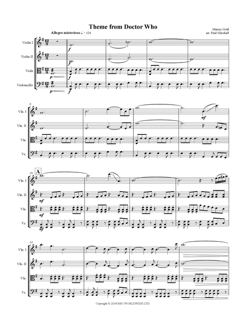Doctor Who Theme (Arr. Paul Marshall) - Murray Gold (String Quartet)