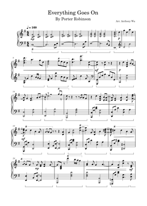 Everything Goes On – Porter Robinson Sheet Music for Piano (Solo ...
