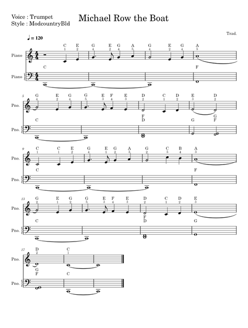 Michael Row the Boat Initial Grade 2nd Sheet