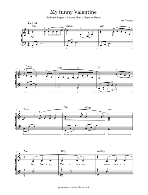 My Funny Valentine (EASY) - Intro Herman Brood | with lyrics & chords