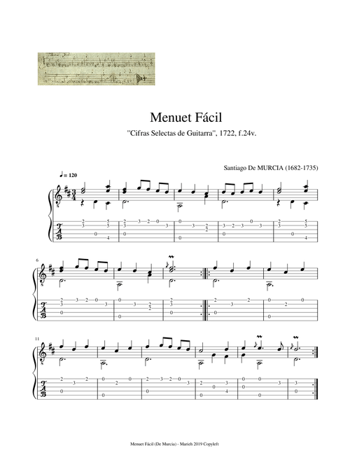 Menuet Fácil - Santiago de Murcia (1682 - 1735) 