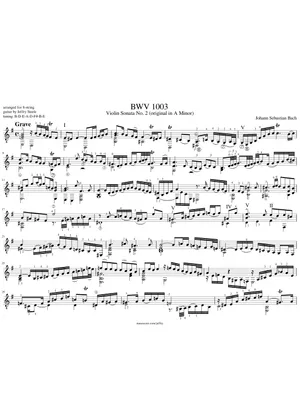 Sarabande - Partita No.1, BWV 1002 - Bach, J.S. (1685 - 1750 Sarabande - Partita No.1, BWV 1002 - Bach, J.S. (1685 - 1750
