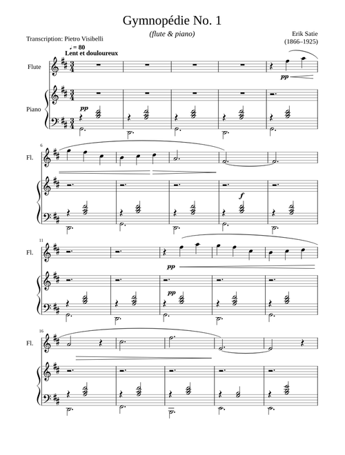 Gymnopedie - Erik Satie - No. 1 flute piano