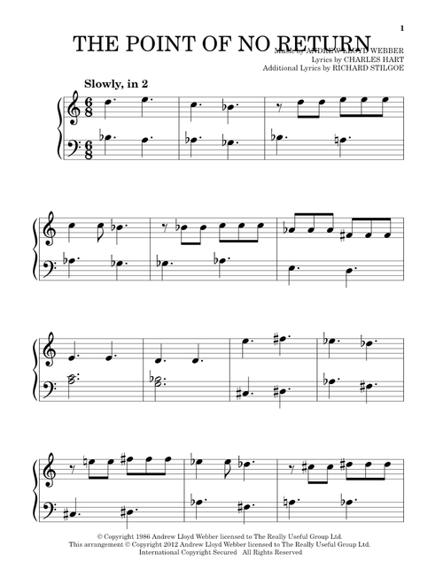 The Point Of No Return (from The Phantom Of The Opera) - Andrew Lloyd Webber, Charles Hart, Richard Stilgoe (Beginning Piano Solo)
