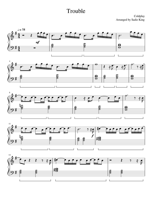 Trouble - Coldplay - Easy Piano