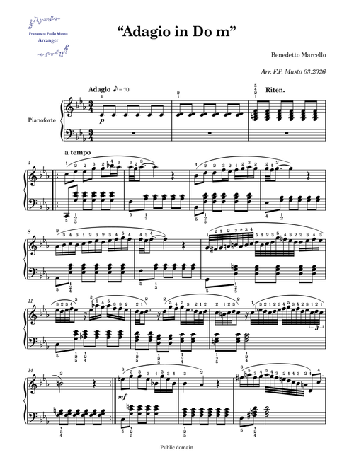 Adagio (Arr. Francesco Paolo Musto) - Benedetto Marcello (Piano Solo)