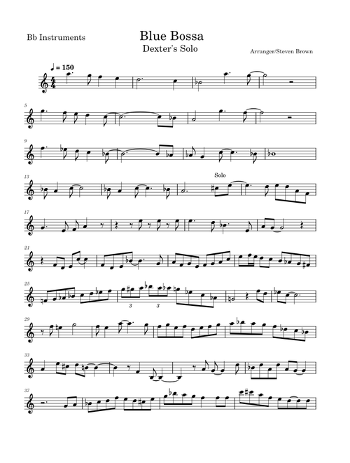 Blue Bossa  – Dexter Gordon Solo