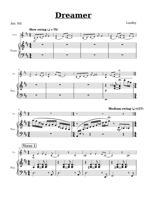Dreamer - Laufey (for violin and piano)